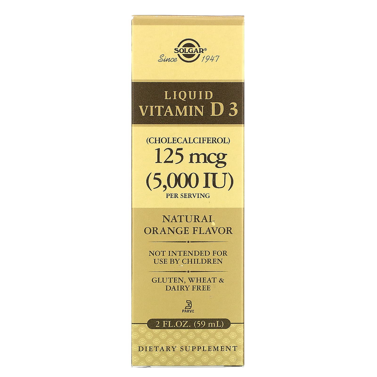 Solgar Liquid Vitamin D3 (Cholecalciferol) 125 Mcg (5, 000 IU) - Natural Orange Flavor - 2 Ounces